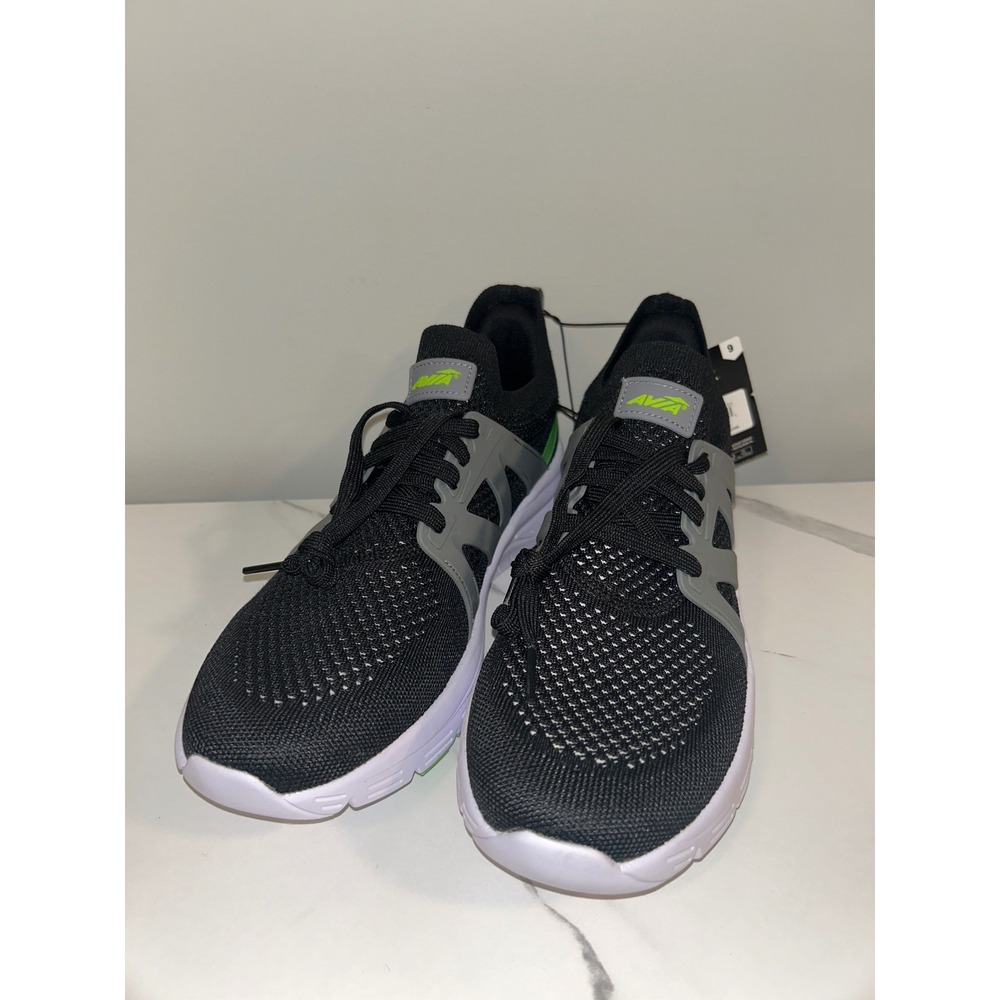 Avia Quickflash Men Black/Grey/Green Athletic Running Shoes 9 Lightweight